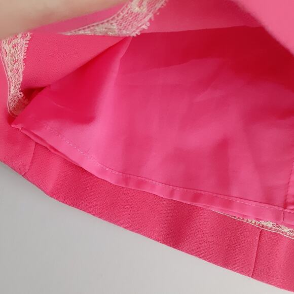 Lilly Pulitzer Largo Shift Dress Beaded Collar Coral Hot Pink Womens 8 Sheath - Picture 7 of 15